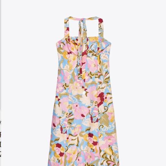 Zara Nwt Floral Halter Maxi Dress - Picture 15 of 15